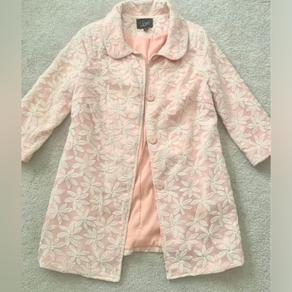 RARE Anthropologie LUII Pink Jacket with White Daisies